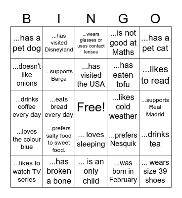 Find someone who.. Bingo Card