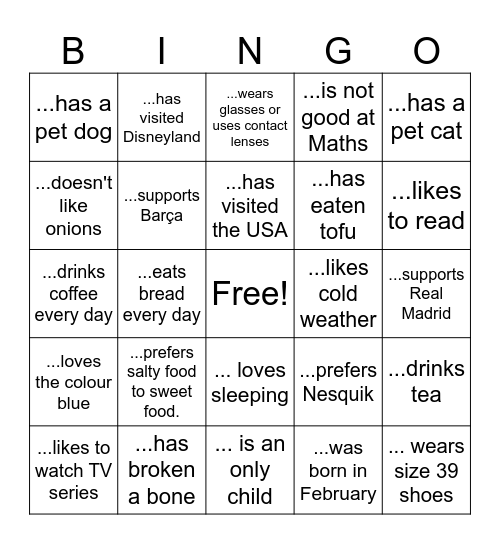 Find someone who.. Bingo Card