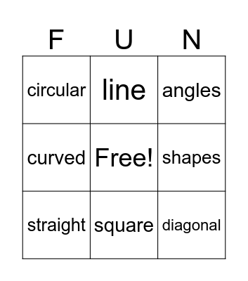 Describing shapes! Bingo Card