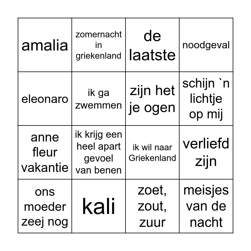 buurtbingo ronde 2 Bingo Card