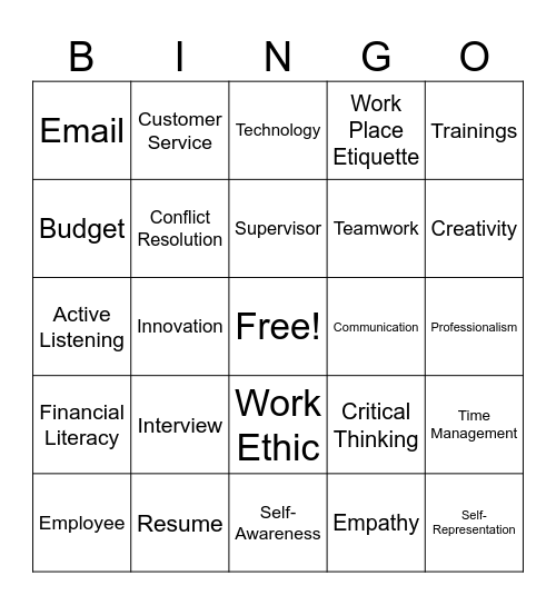 Ready 2 Earn Job Readiness Bingo Card