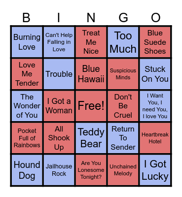 Elvis Bingo Card