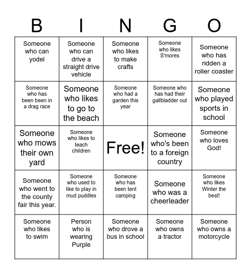 Almost Angels Bingo Card