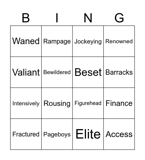 U2 L23 Bingo Card