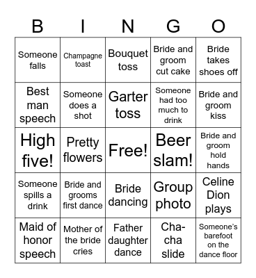 Wedding Bingo Card