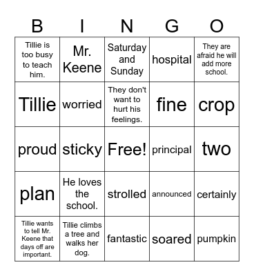 A Fine, Fine School Bingo Card