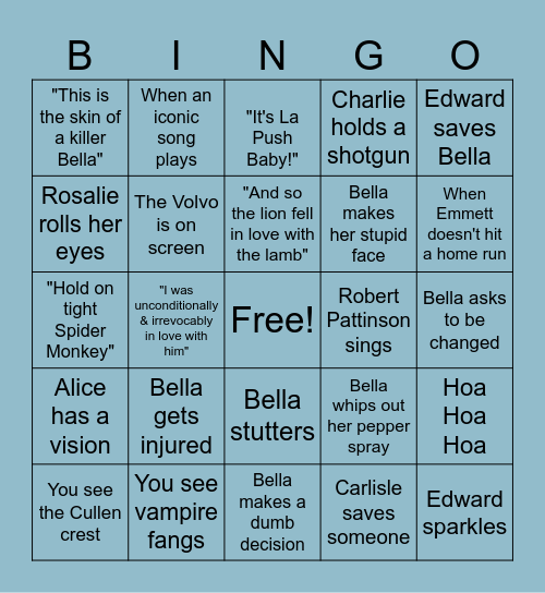 Twilight Bingo Card