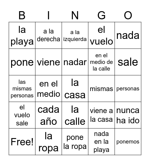 Unidad 1.2 - 1.3: Lotería Bingo Card