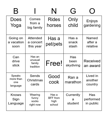 CEYD Social Gathering Bingo Card