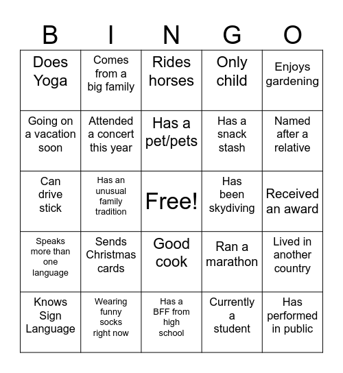 CEYD Social Gathering Bingo Card