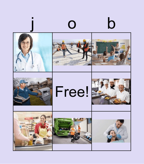 Community Jobs Bingo Card