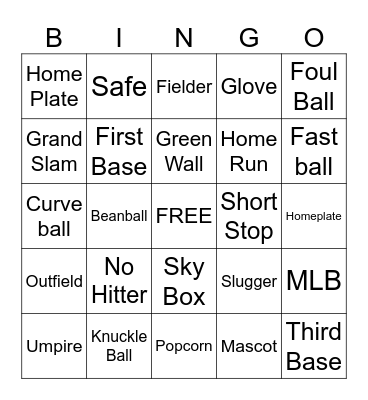 Baseball Bingo Card