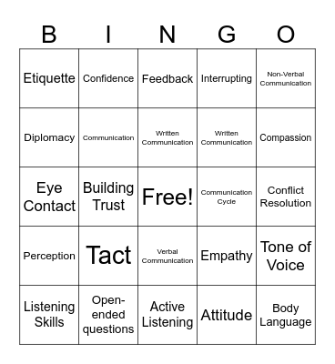 Communication Skills Bingo Card