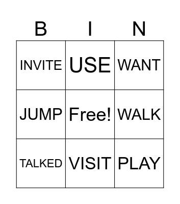 REGULAR PAST TENSE VERBS Bingo Card