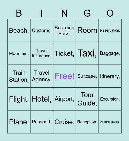 Las vacaciones Bingo Card