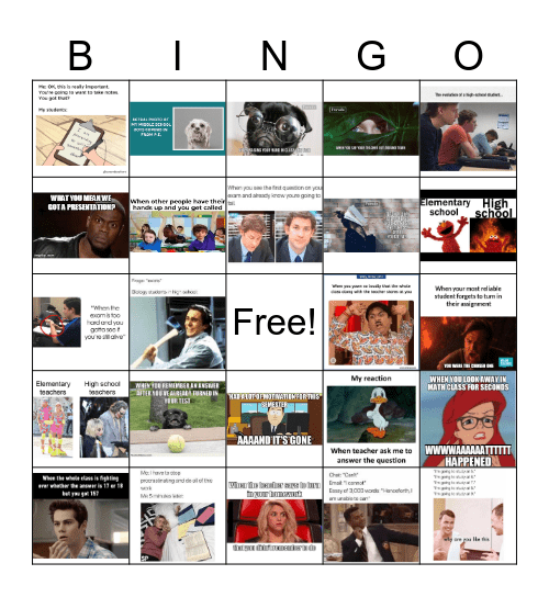 Memes Bingo Card
