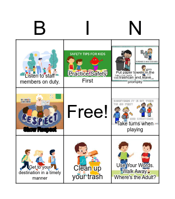 Positive Behavior Expectations Matrix Bingo Card