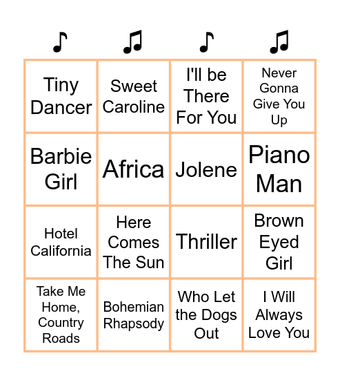 Music Bingo Card