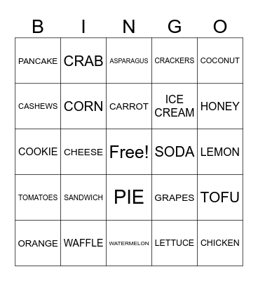 NUTRITION Bingo Card