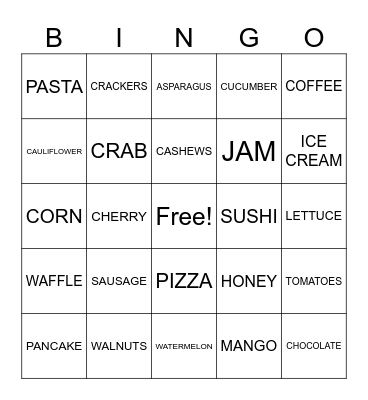 NUTRITION Bingo Card