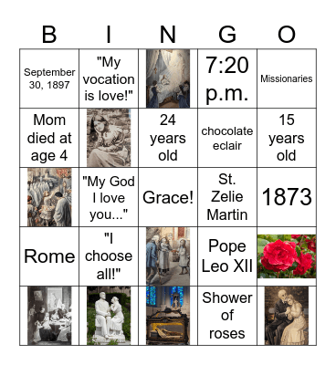 Saint Therese Bingo Card