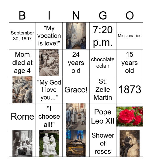Saint Therese Bingo Card