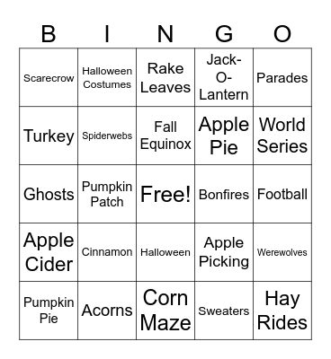 Fall Bingo Card