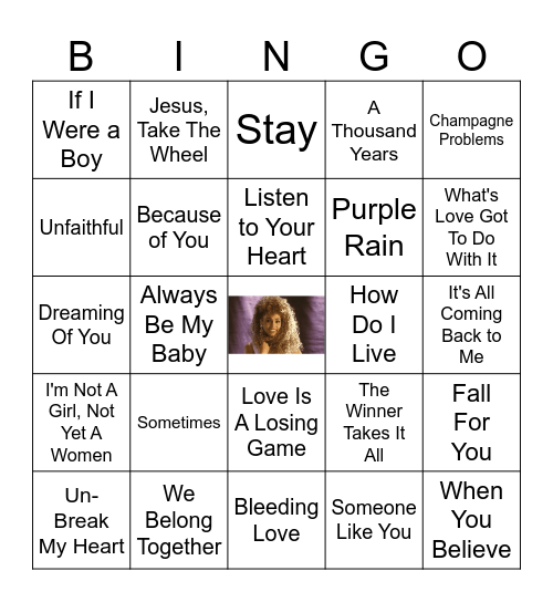 Pop Divas Ballads Bingo Card