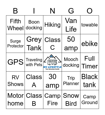 RV Lifestyle Bingo Card