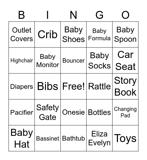 Baby Bingo Card