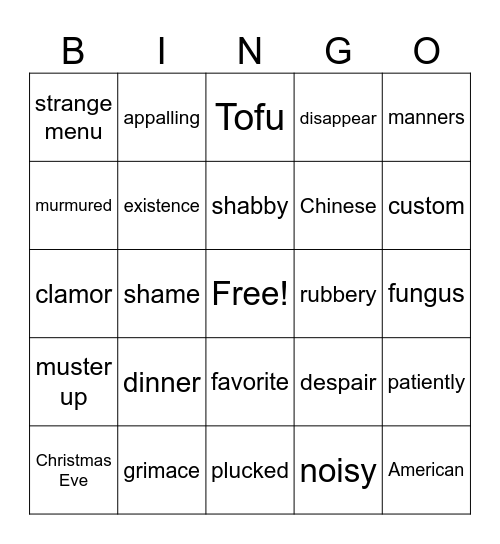 Fish Cheeks Reading Bingo Card