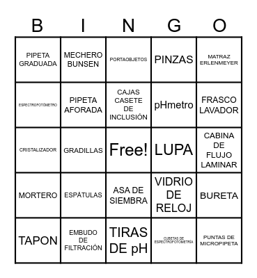 LAB MATERIAL Bingo Card
