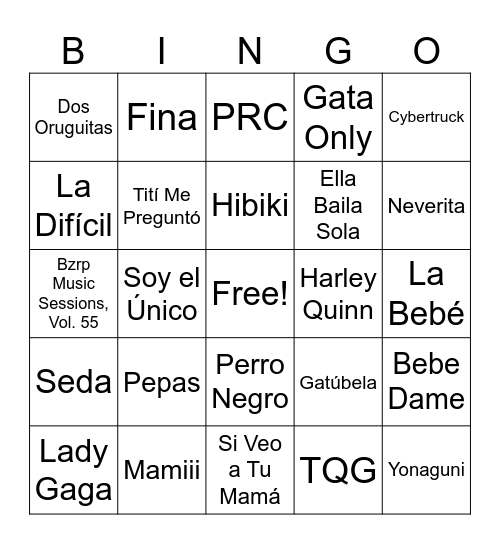 2000s Latine Bingo Card