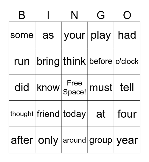 Unit 11 Bingo Card