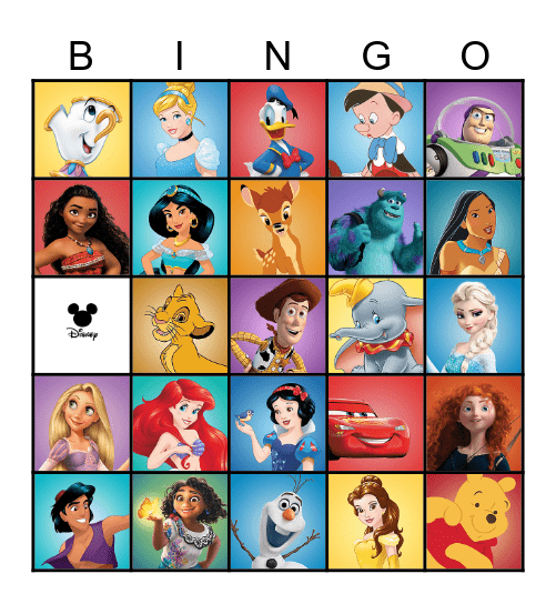 Disney Characters Bingo Card