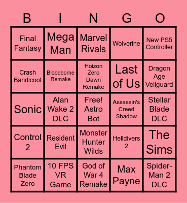 State of Play Bingo Card