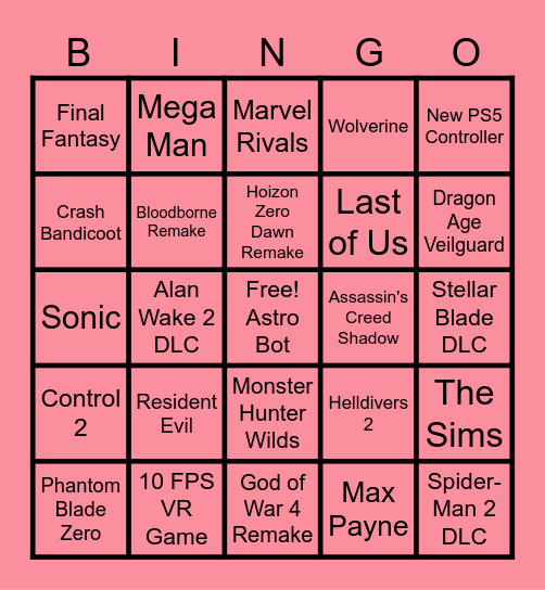 State of Play Bingo Card