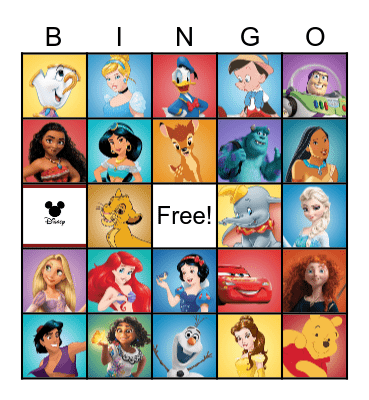 Disney Characters Bingo Card