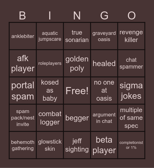 COS bingo Card