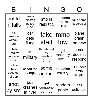 NRR bingo by keb Bingo Card