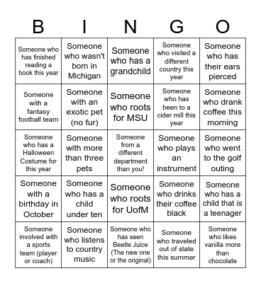 Paramount Employee Bingo Card