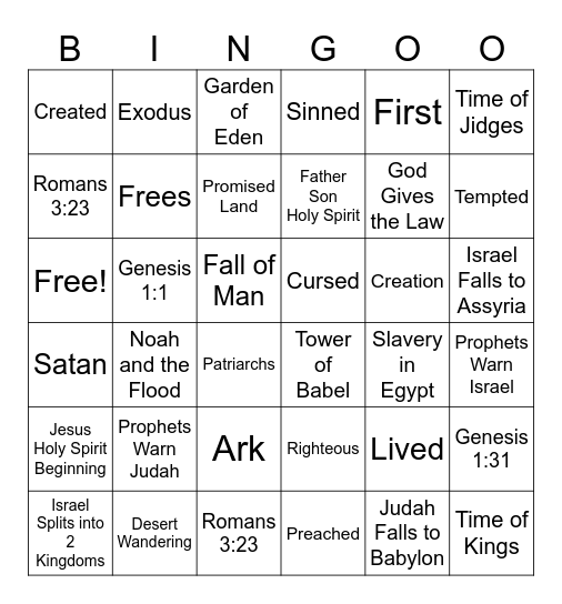 Bible Quest Wks 1-4 Bingo Card