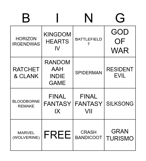 Untitled Bingo Card