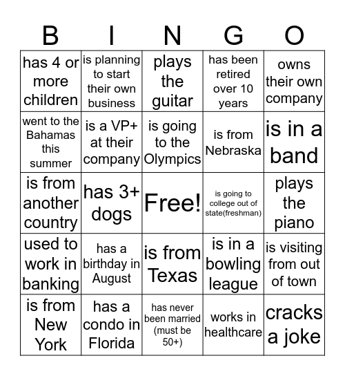 Find a customer who... Bingo Card