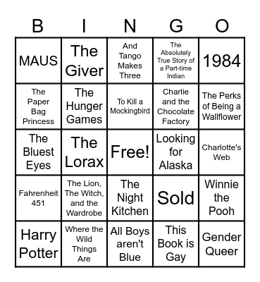 Banned Books BINGO Card