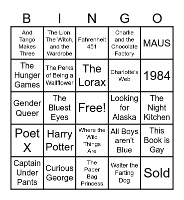 Banned Books BINGO Card