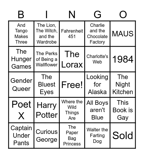 Banned Books BINGO Card