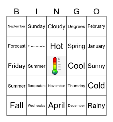 Weather Bingo Card