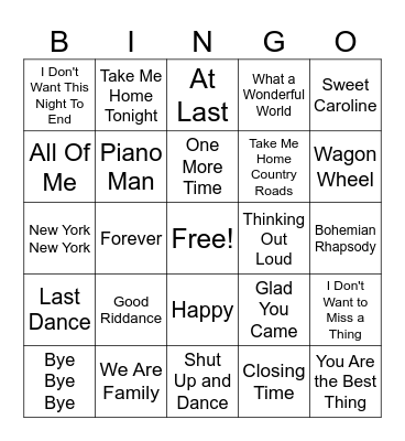 Top Wedding Dance Songs Bingo Card