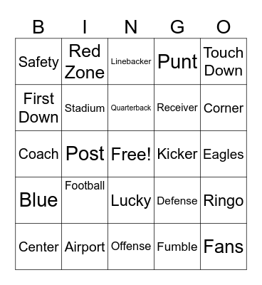 Airport Football BINGO Card